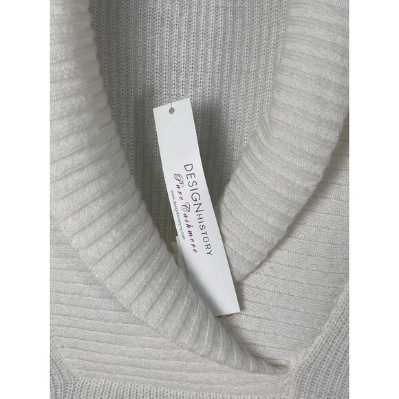 Design History Shawl Collar Cashmere Sweater In Winter White Sz M New - Picture 7 of 9